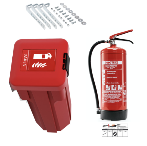 Gloria / Daken / Sliden LKW Feuerlöscherkasten Schutzbox inkl. 6 kg Feuerlöscher inkl. Halterung
